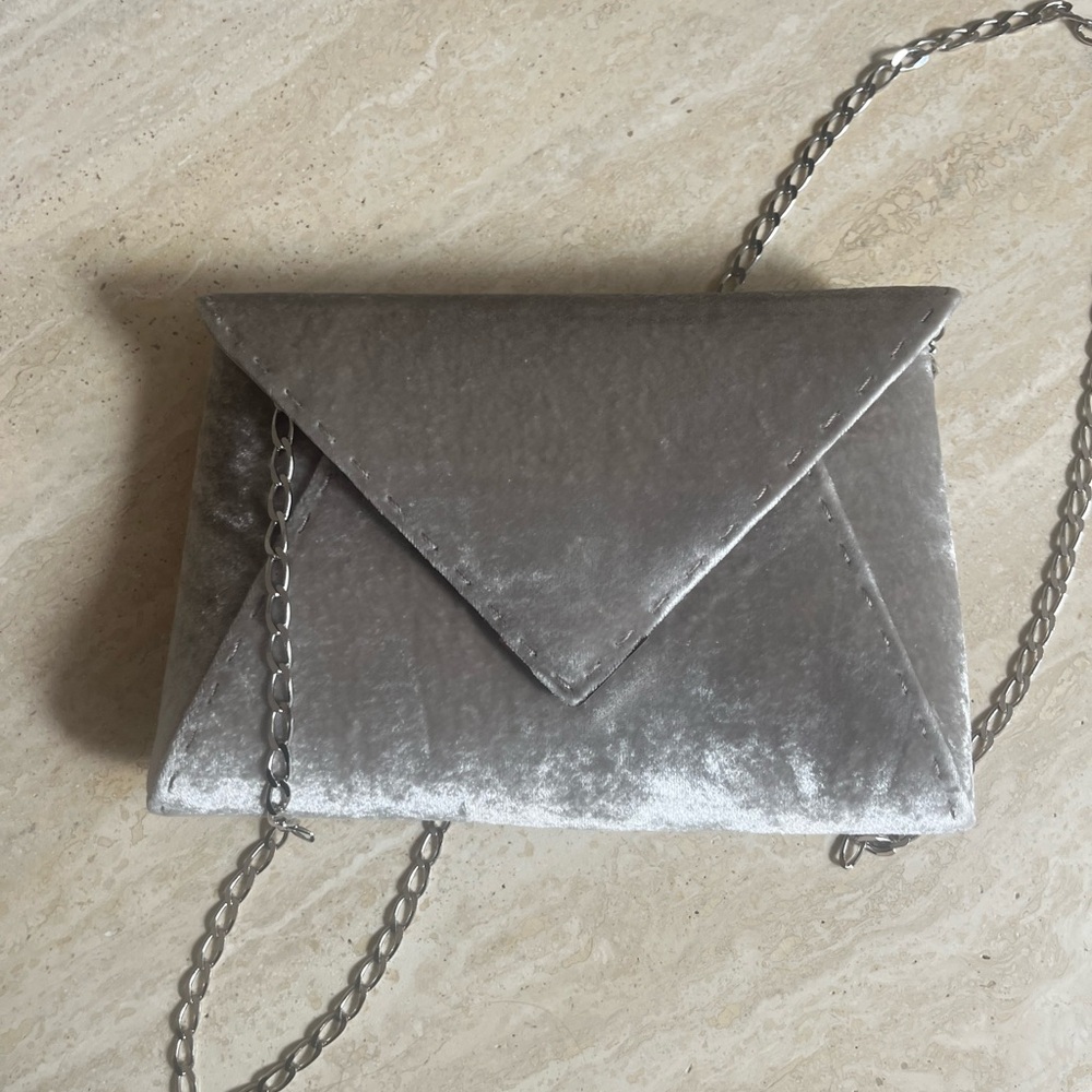 Tyler Ellis Lee Pouchet - platinum crushed velvet with silver hardware
